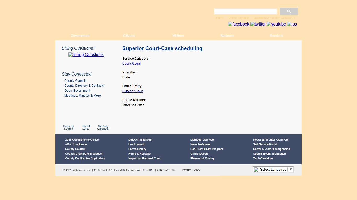 Superior Court-Case scheduling Sussex County