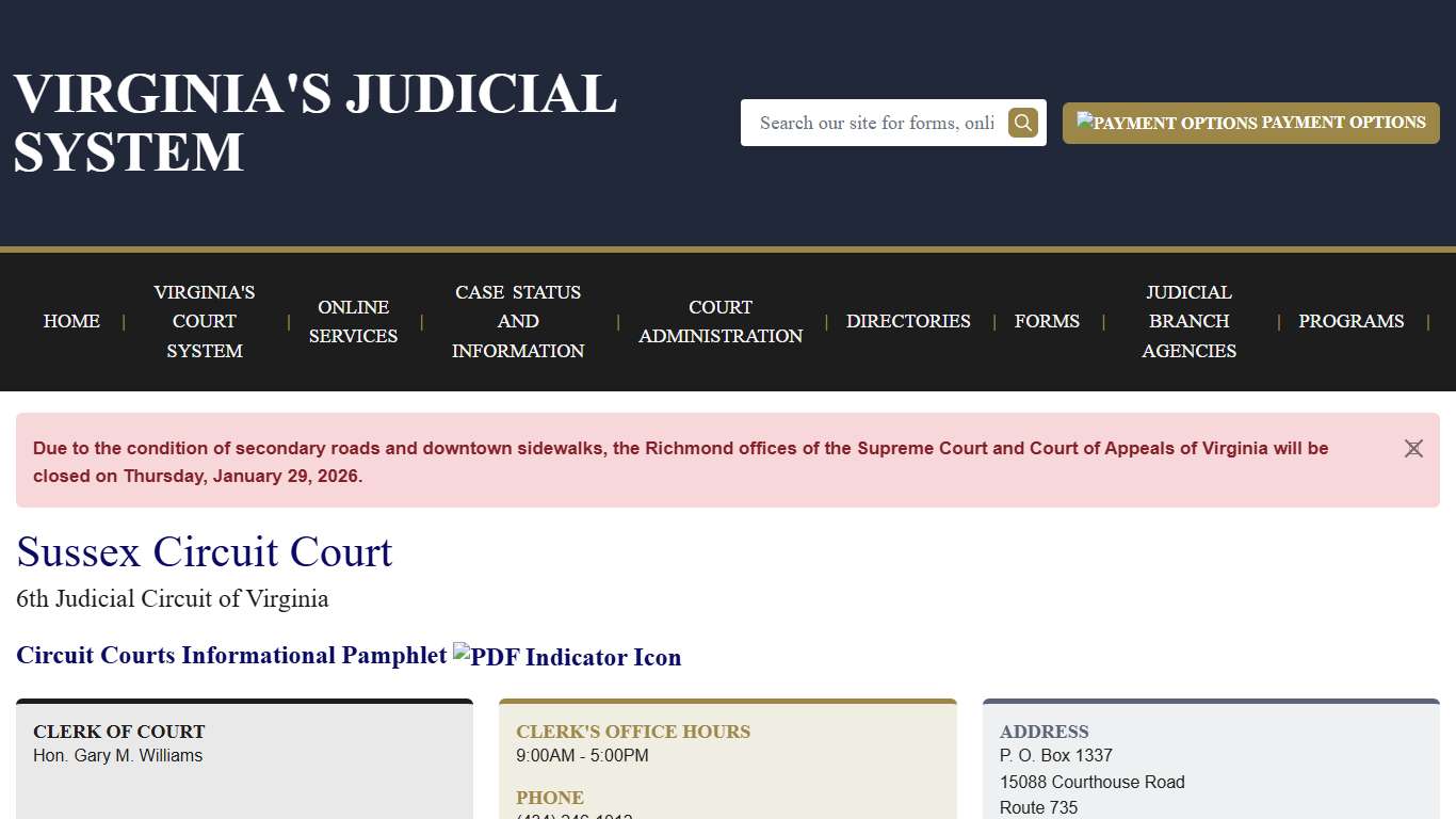 Sussex Circuit Court Virginia Court System